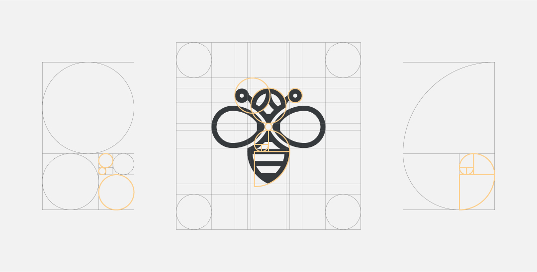 Bee Logo with Fibonacci Grid