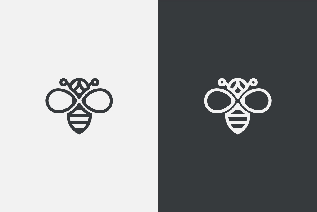 Bee Logo on Black and White Background
