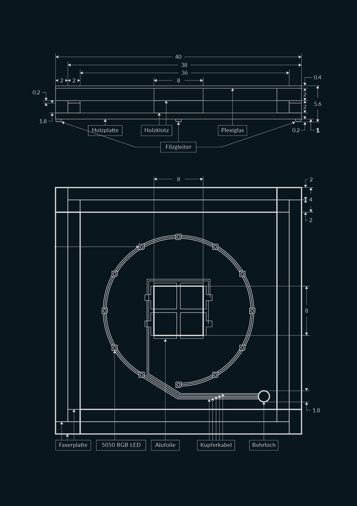 Technische Zeichnung Druckplatte